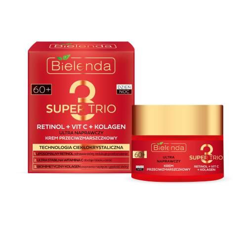 Miniaturka artykułu - BIELENDA Super Trio 60+ Krem przeciwzmarszczkowy na dzień i noc Ultra naprawczy, 50ml