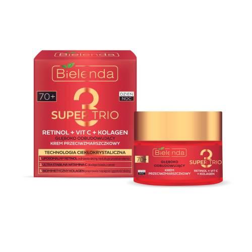 Miniaturka artykułu - BIELENDA Super Trio 70+ Krem przeciwzmarszczkowy na dzień i noc Głęboko odbudowujący, 50ml