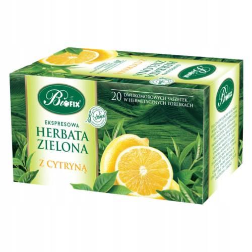 Miniaturka artykułu - BiFix Ekspresowa herbata zielona z cytryną, 20x2g