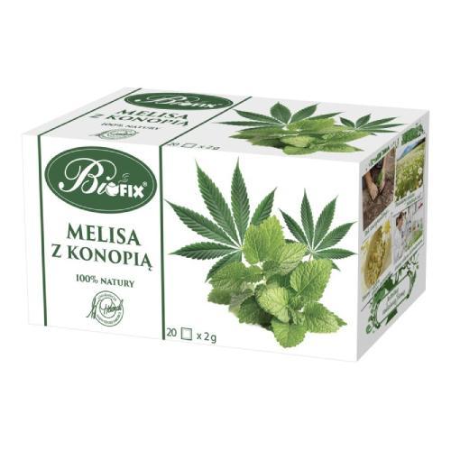 Miniaturka artykułu - BiFix Herbatka ziołowa ekspresowa Melisa z konopią, 20 x 2g USZKODZONE TEKTUROWE OPAKOWANIE