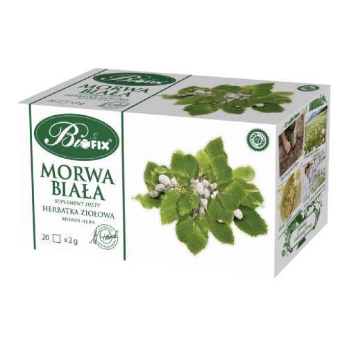 Miniaturka artykułu - BiFix Herbatka ziołowa ekspresowa Morwa biała, 20x2g USZKODZONE TEKTUROWE OPAKOWANIE