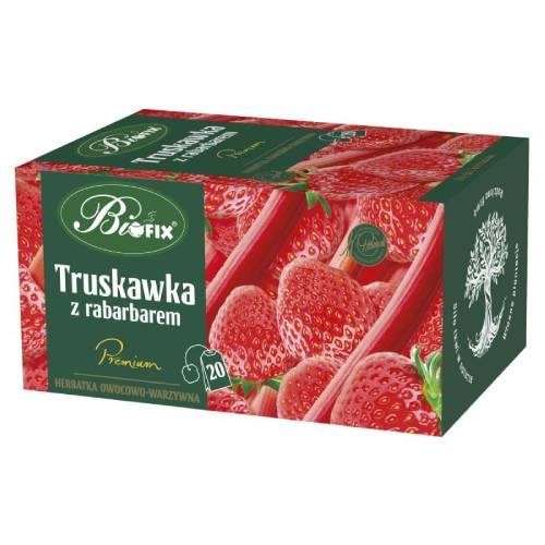 Miniaturka artykułu - BiFix Herbata owocowa Truskawka z rabarbarem, 20x2g