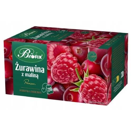 Miniaturka artykułu - BiFix Herbata owocowa Żurawina z maliną, 20x2g