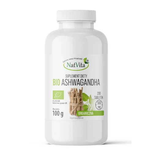 Miniaturka artykułu - NatVita Bio Ashwagandha 500 mg, 200 tabl.