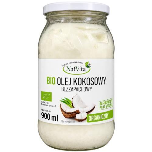 Miniaturka artykułu - NatVita Olej kokosowy bezzapachowy, 900 ml