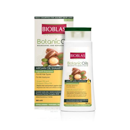 Miniaturka artykułu - BIOBLAS Botanic Oils Szampon przeciw wypadaniu włosów z Olejkiem Arganowym, 360ml