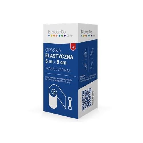 Miniaturka artykułu - BIOCANTO Opaska elastyczna tkana z zapinką 5m x 8cm, 1 szt. KR&Oacute;TKA DATA 02.10.2026