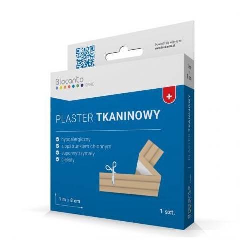 Miniaturka artykułu - Biocanto Plaster tkaninowy z opatrunkiem, 1 m x 8 cm