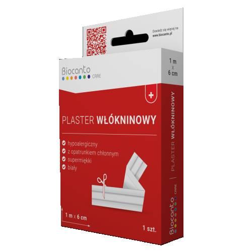 Miniaturka artykułu - BIOCANTO Plaster wł&oacute;kninowy z opatrunkiem 1m x 6cm 