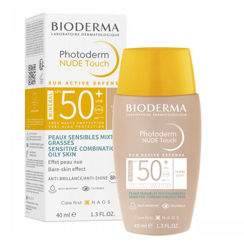 Miniaturka artykułu - BIODERMA Photoderm NUDE Touch Mineral SPF 50+ jasny