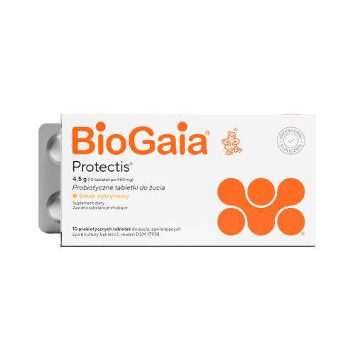 Miniaturka artykułu - BioGaia Protectis o smaku cytrynowym, 10 tabl.