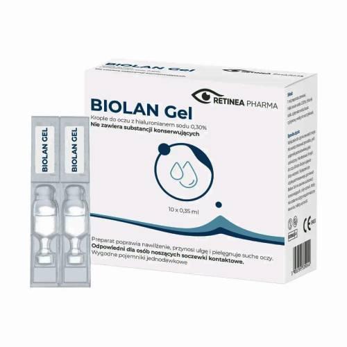 Miniaturka artykułu - Biolan Gel 0,3% hialuronian sodu Krople do oczu, 10 x 0,35ml USZKODZONE TEKTUROWE OPAKOWANIE