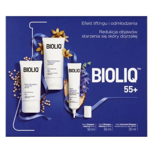 Miniaturka artykułu - BIOLIQ 55+ Zestaw prezentowy: Krem liftingująco-odżywczy na dzień, 50 ml + Krem liftingująco-odżywczy na noc, 50 ml + Krem intensywnie liftingujący do sk&oacute;ry oczu ust szyi i dekoltu, 30 ml/USZKODZONE TEKTUROWE OPAKOWANIE