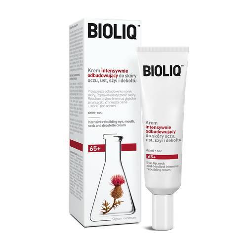 Miniaturka artykułu - Bioliq 65+ Krem intensywnie odbudowujący do skóry oczu, ust, szyi i dekoltu, 30 ml 