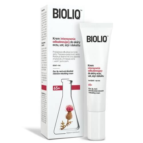 Miniaturka artykułu - Bioliq 65+ Krem intensywnie odbudowujący do sk&oacute;ry oczu, ust, szyi i dekoltu, 15 ml