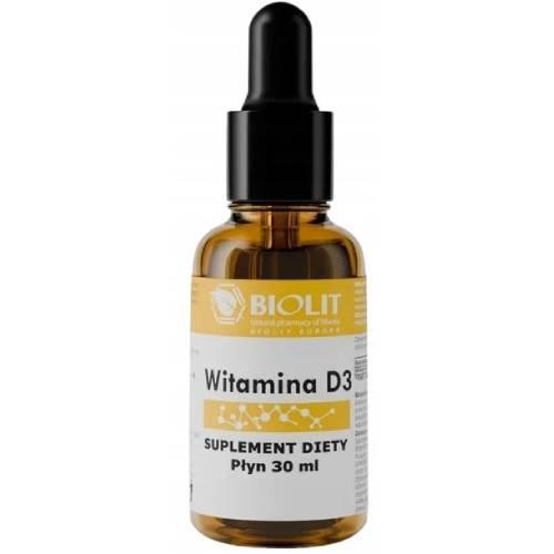 Miniaturka artykułu - BIOLIT Witamina D3 2000 j.m. płyn, 30 ml KR&Oacute;TKA DATA 30.06.2026