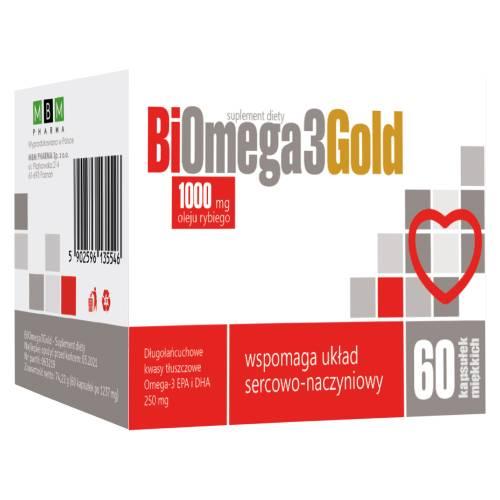 Miniaturka artykułu - BiOmega3Gold 1000 mg oleju rybiego, 60 kaps.