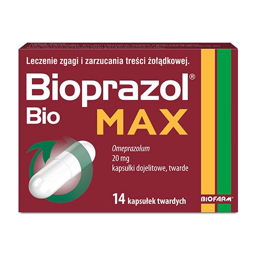 Miniaturka artykułu - Bioprazol Bio Max 20 mg, 14 kapsułek twardych - leczenie zgagi i zarzucania treści żołądkowej