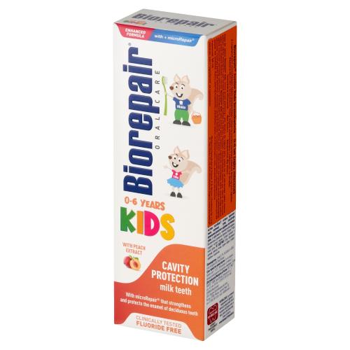 Miniaturka artykułu - Biorepair Kids Pasta do mycia zęb&oacute;w dla dzieci 0-6 lat Brzoskwinia, 50 ml