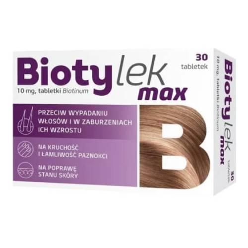 Miniaturka artykułu - Biotylek MAX -  Lek z biotyną 10 mg  30 tabl.