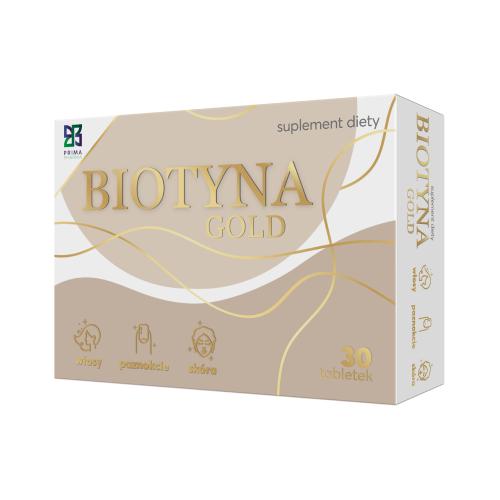 Miniaturka artykułu - Biotyna Gold, 30tabl. Prima Pharma