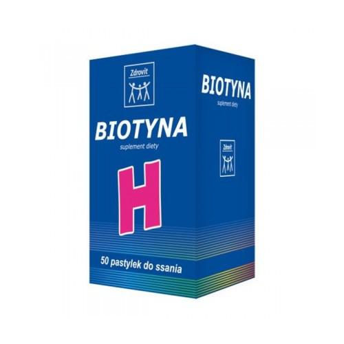 Miniaturka artykułu - Biotyna ZDROVIT smak ananasowy - 50 pastylek do ssania
