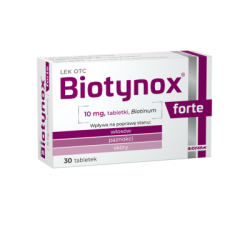 Miniaturka artykułu - Biotynox Forte  Lek z biotyną 10 mg - 30 tabl. KR&Oacute;TKA DATA 30.06.2026