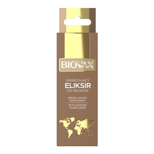 Miniaturka artykułu - Biovax Eliksir nawilżający do włos&oacute;w argan makadamia kokos, 15 ml