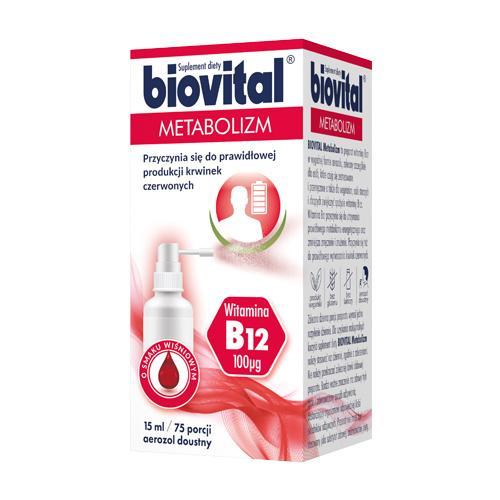 Miniaturka artykułu - Biovital Metabolizm aerozol doustny z witaminą B12, 15ml KRÓTKA DATA 12.08.2025