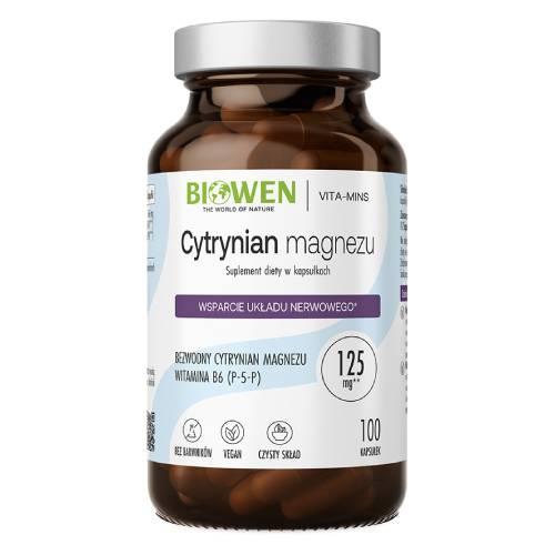 Miniaturka artykułu - Biowen Cytrynian Magnezu, 100 kaps.