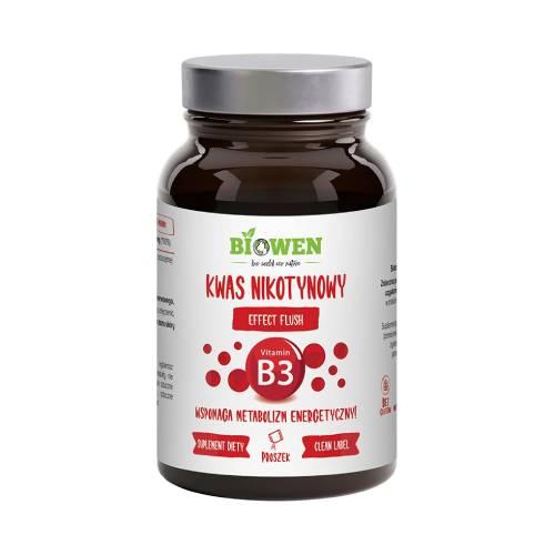 Miniaturka artykułu - Biowen Kwas nikotynowy Witamina B3 proszek, 120g