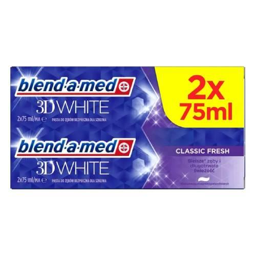 Miniaturka artykułu - BLEND-A-MED 3D White Classic Fresh Pasta do zęb&oacute;w wybielająca, 2x 75 ml