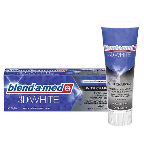 Miniaturka artykułu - Blend-a-med Pasta do zęb&oacute;w 3D White with Charcoal, 75ml USZKODZONE / BRAK OPAKOWANIA