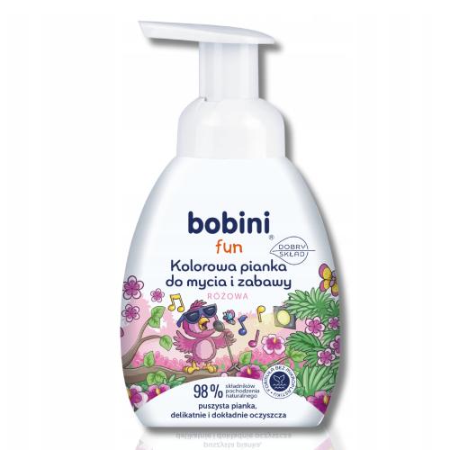 Miniaturka artykułu - Bobini Fun Kolorowa pianka do mycia i zabawy r&oacute;żowa, 300 ml