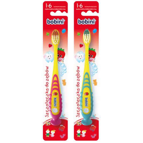Miniaturka artykułu - BOBINI Szczoteczka do zębów dla dzieci 1-6 lat, 1 szt.