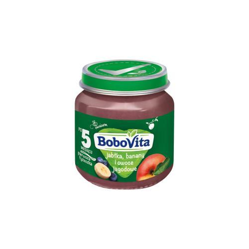 Miniaturka artykułu - BoboVita Jabłka banany i owoce jagodowe po 5 miesiącu, 125 g KR&Oacute;TKA DATA 03.09.2026