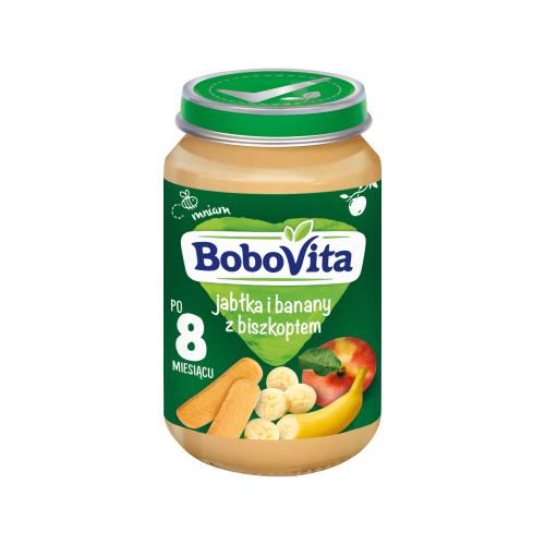 Miniaturka artykułu - BoboVita Jabłka banany z biszkoptem i nutką pomarańczy po 8 miesiącu, 190 g