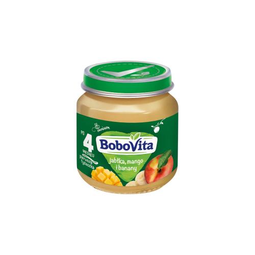 Miniaturka artykułu - BoboVita Jabłka mango i banany po 4 miesiącu, 125 g