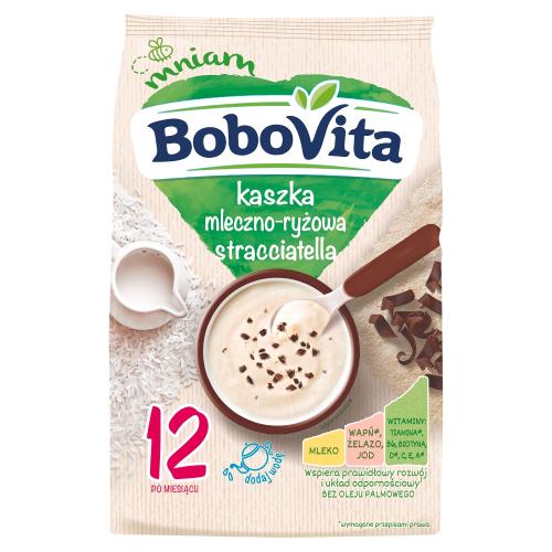 Miniaturka artykułu - BoboVita Kaszka mleczno-ryżowa stracciatella po 12 miesiącu, 210 g