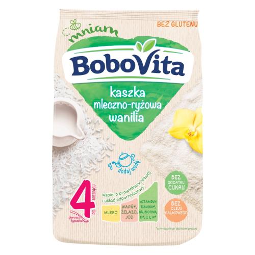 Miniaturka artykułu - BoboVita Kaszka mleczno-ryżowa Wanilia po 4 miesiącu, 230 g