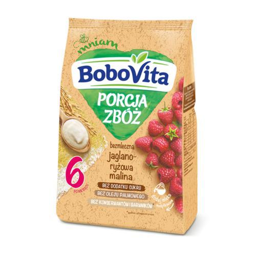 Miniaturka artykułu - BoboVita Porcja zb&oacute;ż Bezmleczna jaglanka z ryżem malina po 6 miesiącu, 170 g