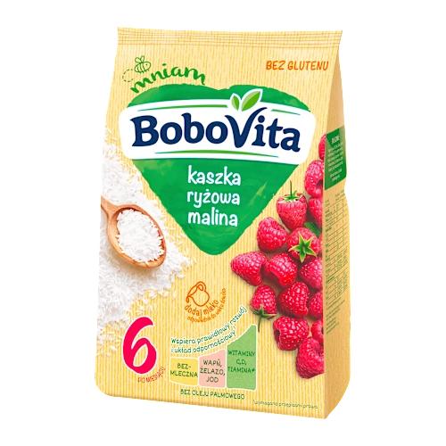 Miniaturka artykułu - BoboVita Kaszka ryżowa Malina po 6. miesiącu, 180 g
