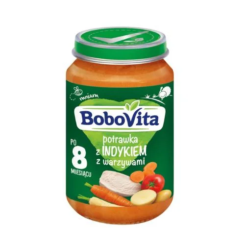 Miniaturka artykułu - BoboVita Obiadek Potrawka z indyka z warzywami po 8 miesiącu, 190g KR&Oacute;TKA DATA 31.10.2026