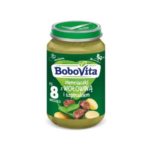 Miniaturka artykułu - BoboVita Obiadek Ziemniaczki z wołowiną i szpinakiem, 190 g KR&Oacute;TKA DATA 12.09.2026