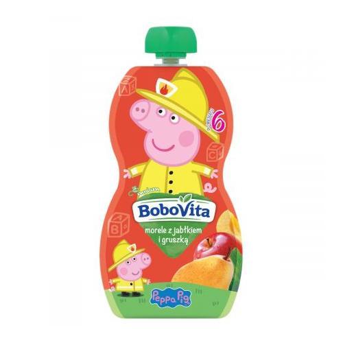 BoboVita Peppa Pig Mus Morela jabłko gruszka, 100 g KR&Oacute;TKA DATA  02.06.2026
