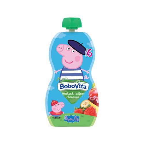 Miniaturka artykułu - BoboVita Świnka Peppa Mus Truskawka wiśnia banan, 100 g