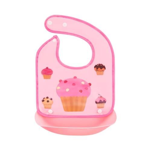 Miniaturka artykułu - BOCIOLAND Śliniak ceratowy z odpinaną kieszonką Muffin