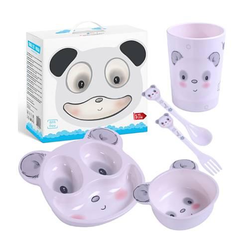 Miniaturka artykułu - Bocioland Zestaw 5 naczyń dziecięcych Panda