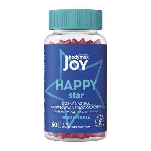 Miniaturka artykułu - Bodymax JOY HAPPY Star - żelki z szafranem poprawiające nastrój o smaku truskawkowym, 60 żelek