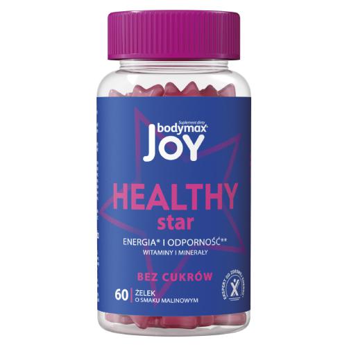 Miniaturka artykułu - Bodymax JOY HEALTHY Star żelki o smaku malinowym bogate w witaminy i minerały , 60 żelek 